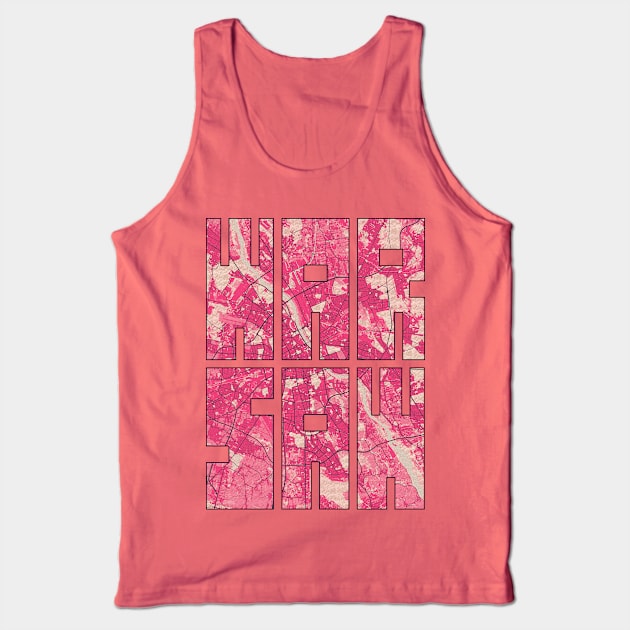 Warsaw, Poland City Map Typography - Blossom Tank Top by deMAP Studio